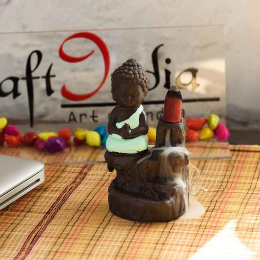 LX INDIA Buddha Monk eCraftIndia Meditating Monk Buddha Statue (MSBIH101_GR ) PACK OF 2