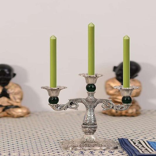 LX INDIA Candle Holders eCraftIndia Metal Decorative Green Candle Stand