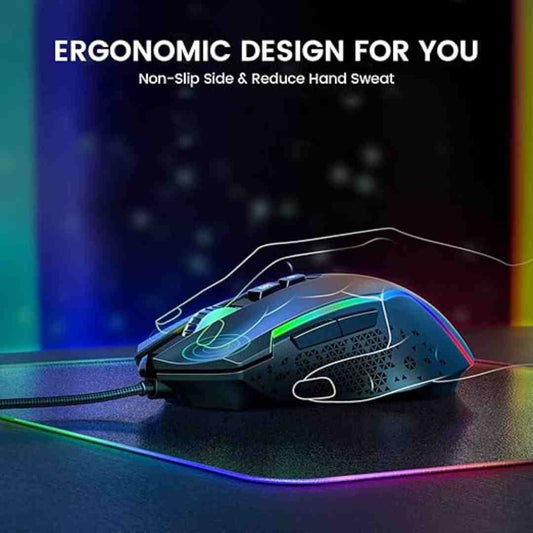 LX INDIA Mouse EKSA EM100 Chroma RGB 6 Gaming Mouse Wired Ergonomic (Classic Black)