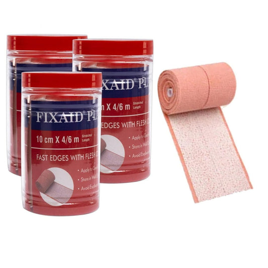 LX INDIA Bandage Elastic Adhesive Bandage 10cm x 4/6m (Stretched 4/6M), Crepe Bandage - for Gentle Support and Comfort (Pack of 3)