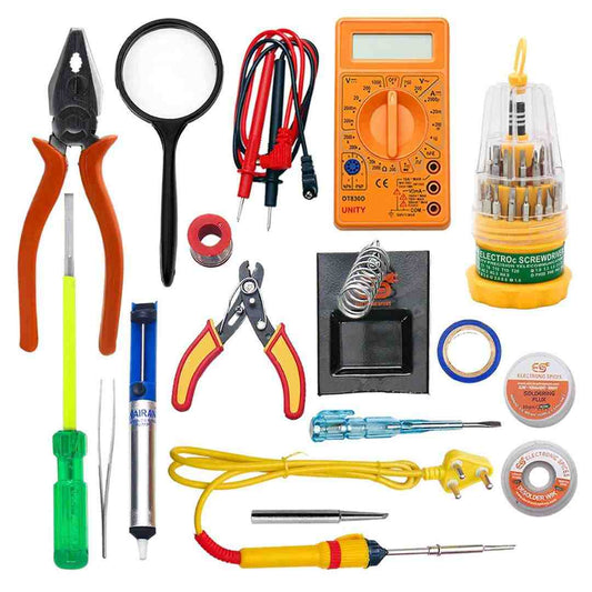 LX INDIA soldering iron Electronic Spices 16 in 1 25watt Soldering Iron Starter Kit