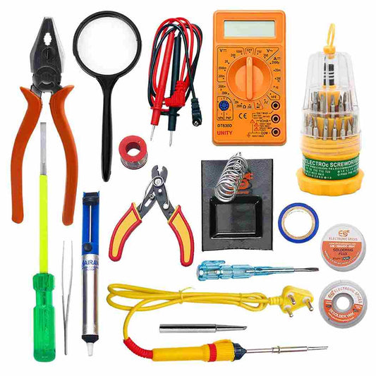 LX INDIA soldering iron Electronic Spices Combo 16 in 1 25watt Soldering Iron Starter Kit