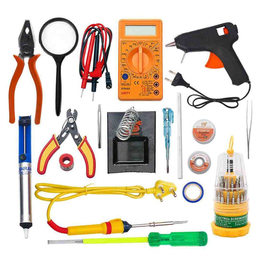 LX INDIA soldering iron Electronic Spices Combo 17 IN 1 25watt Soldering Iron Starter Kit