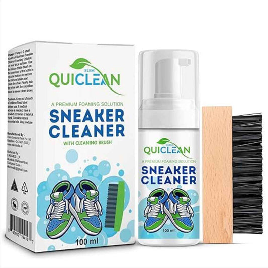 LX INDIA Shoe cleaning set Elem Quiclean Sneaker Cleaner Premium Foaming Solution With Silicon Bristle Brush Shoe Cleaner&Shoe Shampoo For Sneaker Multi-Material,Suede 100 Ml(Pack Of 1)