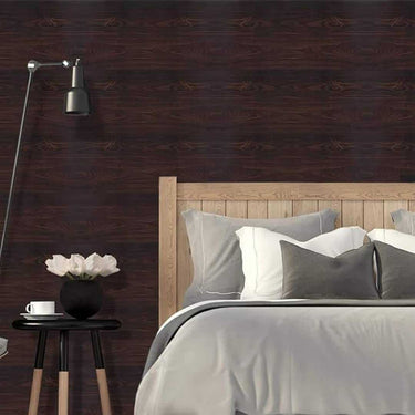 LXINDIA Wallpaper Elton DIY Wall Paper Wall Sticker Self Adhesive Wooden Wallpaper Dark Brown Mahogany(45x500cm)