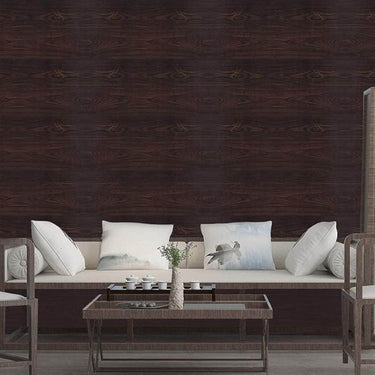 LXINDIA Wallpaper Elton DIY Wall Paper Wall Sticker Self Adhesive Wooden Wallpaper Dark Brown Mahogany(45x500cm)