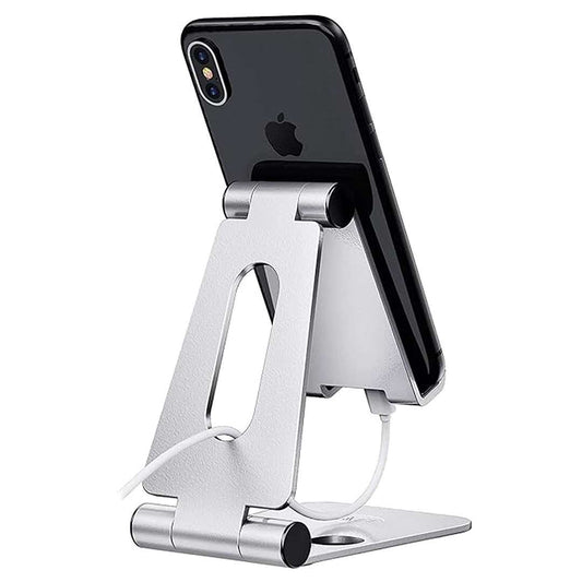 LX INDIA charging stand ELV Aluminium Adjustable Mobile Phone Foldable Holder Tabletop Stand (Moonlight Silver)