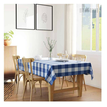 LXINDIA Table Cloth Encasa XO Cotton Rectangular Table Cloth (Buffalo Blue Checks)