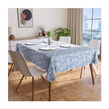 LXINDIA Table Cloth Encasa XO Dining Table Cloth Jacquard Style Print (Floral Blue)