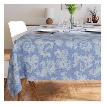 LXINDIA Table Cloth Encasa XO Dining Table Cloth Jacquard Style Print (Floral Blue)