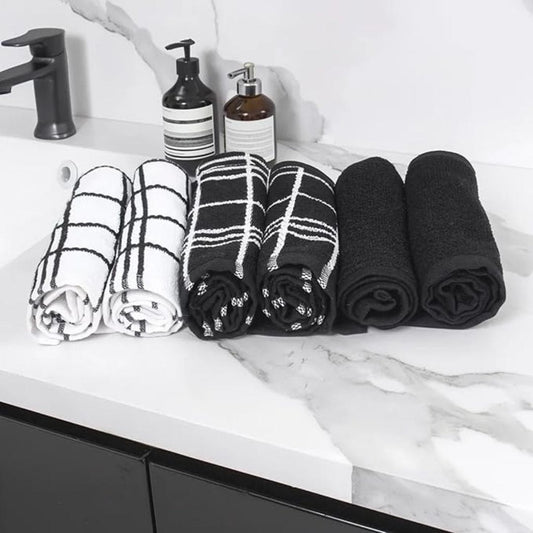 LX INDIA Towels Encasa XO Hand Towels 30x30 cm (Set of 6, Black Combo)
