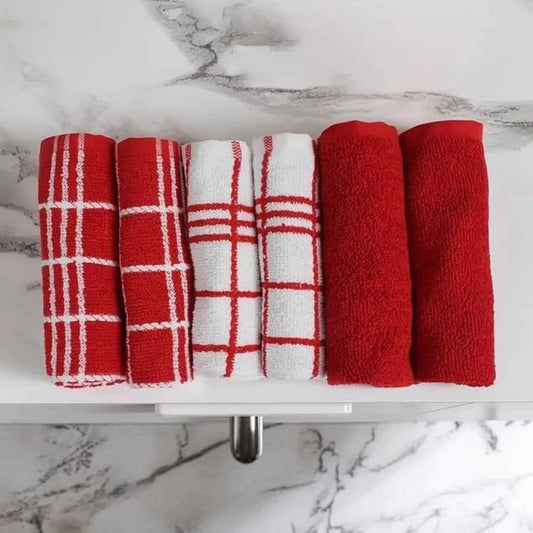 LX INDIA Towels Encasa XO Hand Towels 30x30 cm (Set of 6, Red Combo)