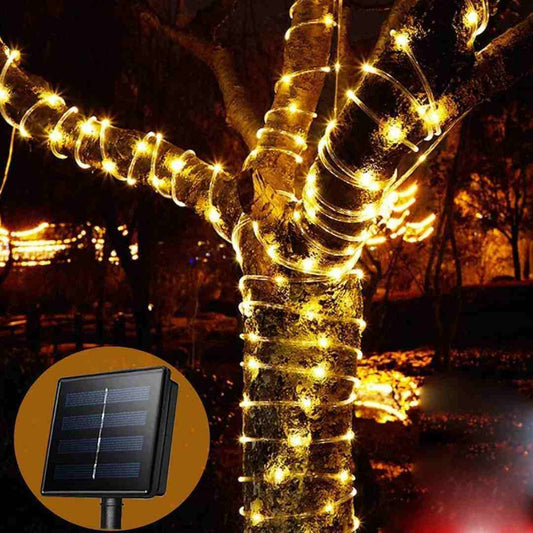 LX INDIA Garden lights Epyz Solar Light Outdoor Waterproof Solar Rope String Lights 23FT, 50 LEDs, 8 Modes, Fairy Lights Decoration Lighting for Garden [ Pack of 1, Warm Yellow Light ]
