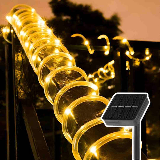 LX INDIA Garden lights Epyz Solar Light Outdoor Waterproof Solar Rope String Lights 23FT, 50 LEDs, 8 Modes, Fairy Lights Decoration Lighting for Garden [ Pack of 1, Warm Yellow Light ]