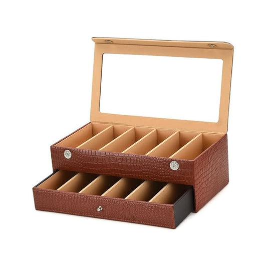 LX INDIA Sunglass Case essart Faux Leather Croro-Finish-Print Sunglasses case Tan