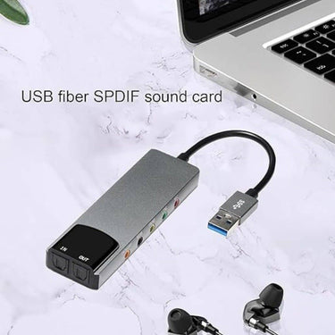 LXINDIA Sound Card ETZIN 6 in 1 USB Multi Functional Sound Card USB Fiber Optic SPDIF Sound Card