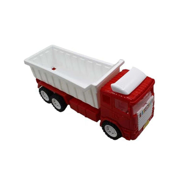 LXINDIA Toys EUPHORIA Small Size Friction Powered Plastic Dumper Truck Toy Red and White