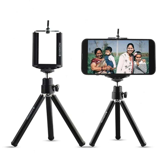 LXINDIA Mobile Tripods Everycom Mini Adjustable Tripod with Mount Ideal for All Mobile Phones (Black)