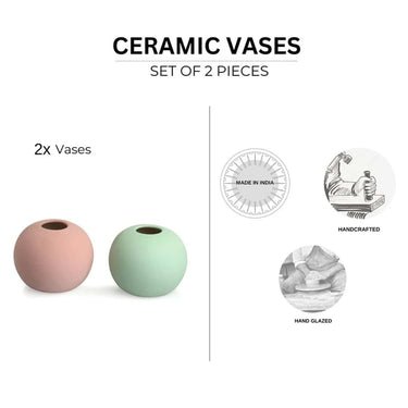 LXINDIA vases ExclusiveLane 'Spring Hues' Decorative Ceramic Vases  (Set of 2, 4.1 Inches)