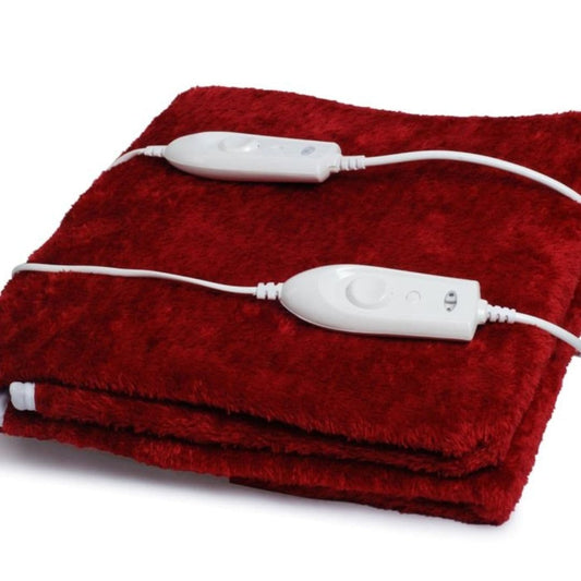 LXINDIA Electric Blanket Expressions Polyester Signature Electric Bed Warmer Electric Under Blanket Red