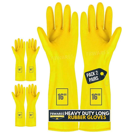 LXINDIA Gloves F8WARES Pack of 2 16-Inch Long Rubber Gloves for Cleaning (Large Pack of 2)