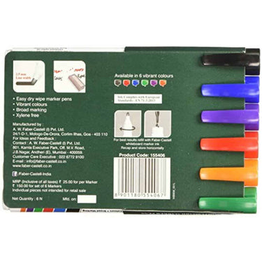 LXINDIA marker Faber Castell Bold Point Tip Whiteboard Market Pack of 6 (Assorted)