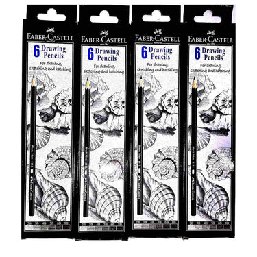 LXINDIA Pencil FaberCastell 6 Pc Drawing Pencil SetPack of 4Black