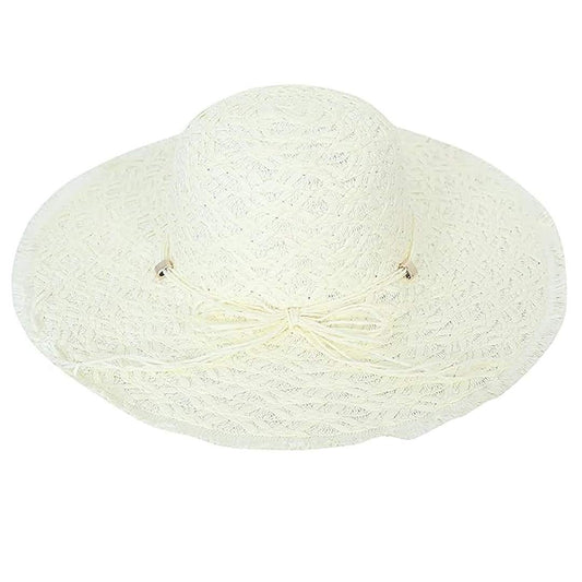 LX INDIA Caps and Hats Cream FabSeasons Chic Foldable Women's Sun Hat - Stylish Wide Brim Beach Cap for Summer Sun Protection