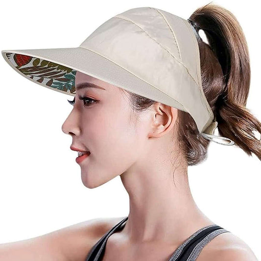 LX INDIA Caps and Hats Beige FabSeasons Women's Polyester Beach Cap