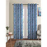 LXINDIA Curtains Fashion String Polyester Blossoms Eyelet Door Curtains (7 Feet Blue) (Pack of 2 Piece)