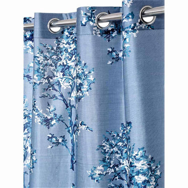 LXINDIA Curtains Fashion String Polyester Blossoms Eyelet Door Curtains (7 Feet Blue) (Pack of 2 Piece)