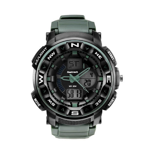 LX INDIA Analog Watch Fastrack Anadigi Black Dial Plastic Strap Unisex Analog Digital Watch (Green)