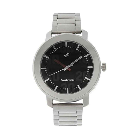 LX INDIA Analog Watch Fastrack Casual Analog Black Dial Men's Watch (Silver)