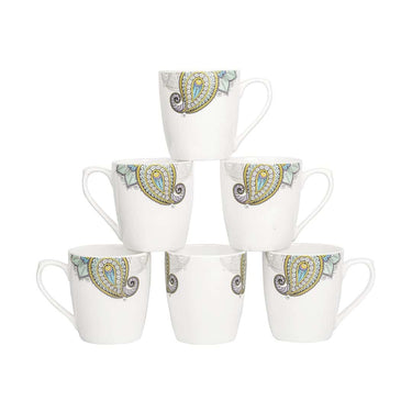 LXINDIA Tea Set Femora Creamic Handmade Painted Peacock Cup Set of 6