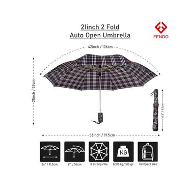 LXINDIA Umbrella FENDO UMBRELLAS Rolex 2 Fold 21 Inch Umbrella (Checks)