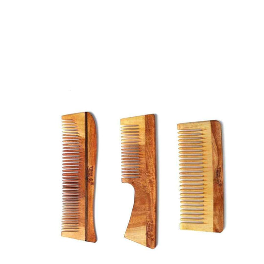 LX INDIA Combs Fibres India Natual Neem Wooden Hair Combs(Detangler, Bina, Handle)