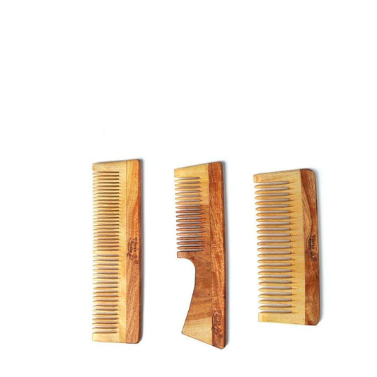 LX INDIA Combs Fibres India Natual Neem Wooden Hair Combs(Detangler, Dual, Handle)