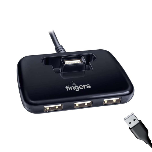 LXINDIA USB HUB FINGERS Quadrant U2.0 4-Port USB Hub - Black