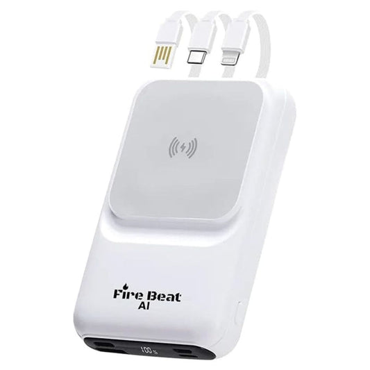 LX INDIA Power Bank Fire Beat Slimmest Magnetic 10000mAh Wireless Powerbank (White)