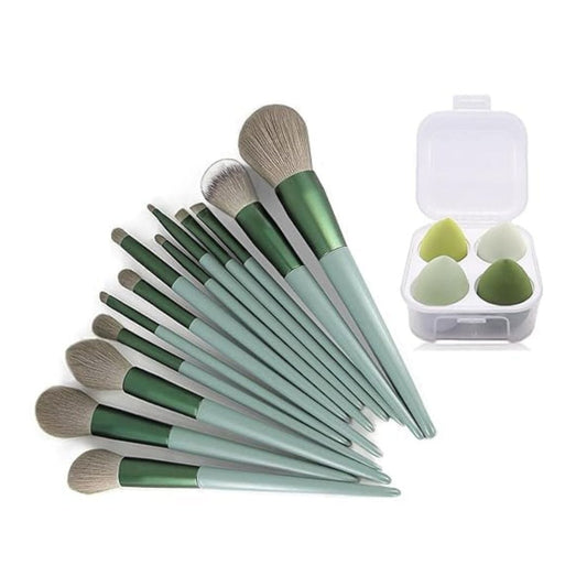 LX INDIA Makeup Brush FIRST BEAUTY Foundation Makeup Brushes  (13Pcs Makeup Brush + 4 Pcs Makeup Puff Box)