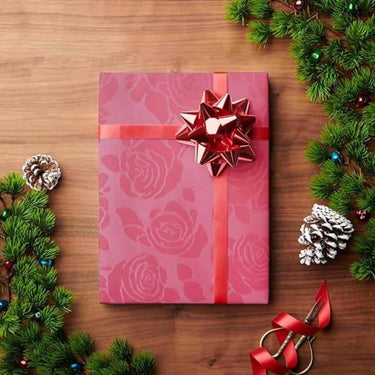 LXINDIA gift wrapper First Impression Metallic Red Floral Gift Wrapping Paper