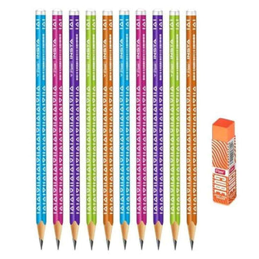 LXINDIA Pencil FLAIR Creative Series Aero Pencil Smart Kit (Set Of 10 Pencils 1Eraser and 1Sharpener)