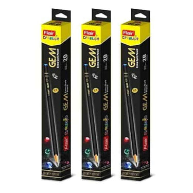 LXINDIA Pencil FLAIR Creative Series Gem 2B Graphite Pencil Pack of 10x3