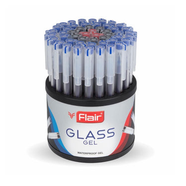 LXINDIA Pens FLAIR Glass Gel Pen Stand  Blue, Black and Red Ink Pack of 50 Pens