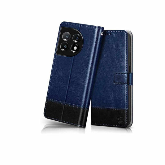 LXINDIA Protection Covers FLIPPED Vegan Leather Flip Cover for OnePlus 11R 5G BLUE