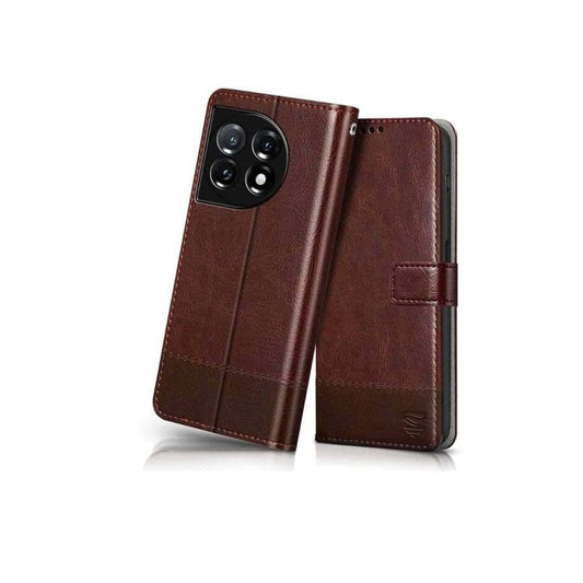 LXINDIA Protection Covers FLIPPED Vegan Leather Flip Cover for OnePlus 11R 5G BROWN