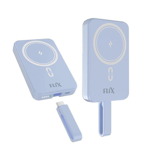 LX INDIA Power Bank Blue FLiX (Beetel) MagConnect Pro 10k 15W Magnetic Wireless Output,22.5W QC/PD/PPS Pocket Power Bank