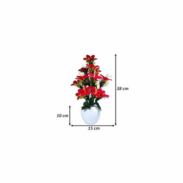 LXINDIA Plants Flora Planet Plastic Artificial Plants With Vase Red