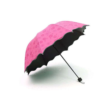 LXINDIA Umbrella FOBHIYA Fancy Magic Umbrella Changing Secret Blossoms Occur With Water Magic Print 3 Fold Umbrella (Pink)