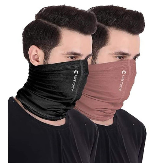 LX INDIA Face Mask FREECULTR Unisex Bamboo Plain Bandana Black and Cuban Peach